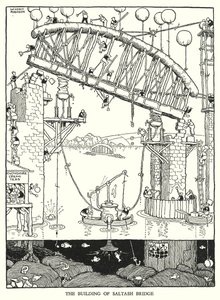 W Heath Robinson (lito) tarafından Demiryolu Ribaldry için İllüstrasyon by William Heath Robinson