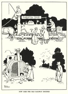 W Heath Robinson (lito) tarafından Demiryolu Ribaldry için İllüstrasyon by William Heath Robinson