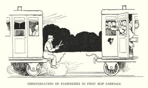 W Heath Robinson (lito) tarafından Demiryolu Ribaldry için İllüstrasyon by William Heath Robinson