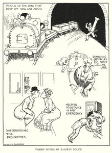 W Heath Robinson (lito) tarafından Demiryolu Ribaldry için İllüstrasyon by William Heath Robinson