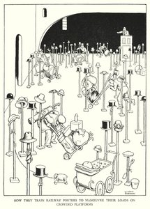 W Heath Robinson (lito) tarafından Demiryolu Ribaldry için İllüstrasyon by William Heath Robinson
