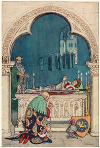 Don Kişot'un Maceraları için çizim (renkli taş) by William Heath Robinson