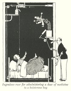Öfkeli bir çocuğa bir doz ilaç vermek için ustaca bir hile (lito) by William Heath Robinson