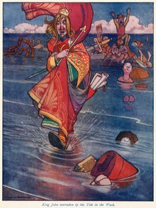 Kral John, Yıkamada Gelgit tarafından ele geçirildi by William Heath Robinson