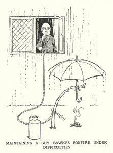 Zorluklar Altında Bir Guy Fawkes Şenlik Ateşi Tutmak (lito) by William Heath Robinson