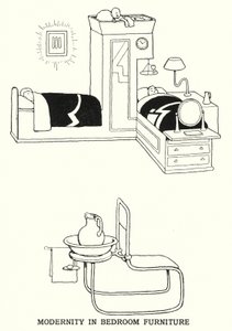 Yatak Odası Mobilyalarında Modernlik (litho) by William Heath Robinson