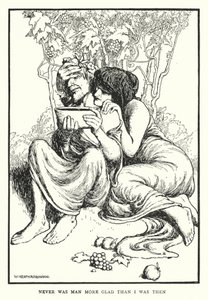 Adam asla benden daha mutlu olmadı (litho) by William Heath Robinson