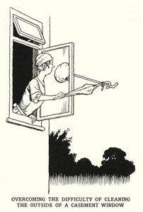Kanatlı Pencere (lito) Dışını Temizleme Zorluğunun Üstesinden Gelmek by William Heath Robinson