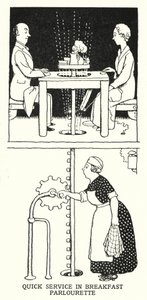 Kahvaltı Salonunda Hızlı Servis (litho) by William Heath Robinson