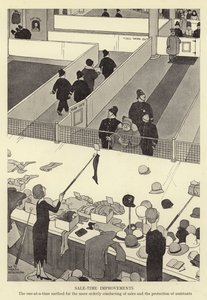 Satış zamanı iyileştirmeleri, satışların daha düzenli yürütülmesi ve yardımcıların korunması için her seferinde bir yöntem by William Heath Robinson