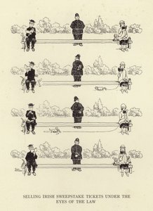 İrlanda piyango biletlerini yasaların gözü önünde satmak by William Heath Robinson