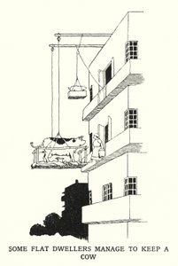 Bazı Yassı Sakinler Bir İnek Tutmayı Başarır (taş) by William Heath Robinson