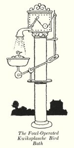 Kümes Hayvanları Tarafından Çalıştırılan Kwiksplasche Kuş Banyosu (lito) by William Heath Robinson