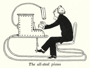 Tamamen çelik piyano (lito) by William Heath Robinson