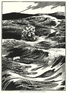 Tekne battı, beni yüzeyde bıraktı (gravür) by William Heath Robinson