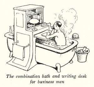 İş adamları için birleşik banyo ve yazı masası (litho) by William Heath Robinson