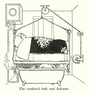 Birleşik banyo ve yatak odası (lito) by William Heath Robinson