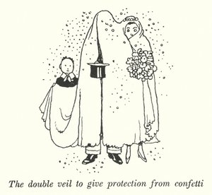 Konfetiden korunmak için çift tül (lito) by William Heath Robinson