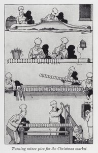 Noel pazarı için kıymalı turta çevirme (lito) by William Heath Robinson