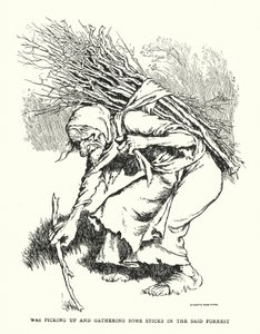 Söz konusu ormanda (lito) bazı çubukları alıp topluyordu by William Heath Robinson