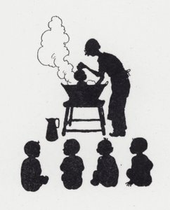 Bebekleri yıkamak (lito) by William Heath Robinson