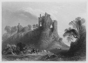 Limerick yakınlarındaki Carrigogunnell Kalesi (gravür) by William Henry (after) Bartlett