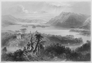 Hazlewood ve Lough Gill, Sligo (gravür) by William Henry (after) Bartlett