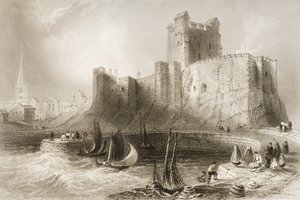 Carrickfergus Kalesi, County Antrim, Kuzey İrlanda, George Virtue, 1860