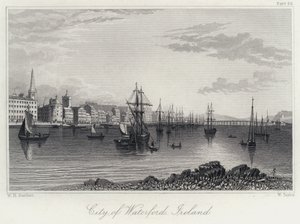 Waterford Şehri, İrlanda (gravür) by William Henry Bartlett