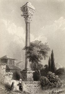 Marcian Sütunu, İstanbul, Türkiye, H. Adlard tarafından oyulmuş by William Henry Bartlett