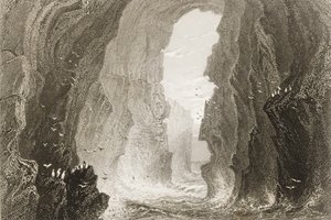 Dunkerry Mağarası, County Antrim, Kuzey İrlanda, George Virtue, 1860