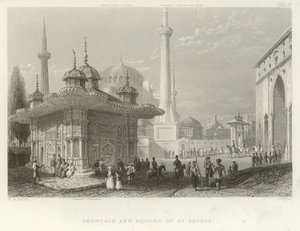 Çeşme ve Ayasofya Meydanı, Konstantinopolis by William Henry Bartlett