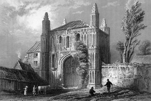 Aziz John Manastırı Ağ Geçidi, Colchester, Essex, Samuel Lacey tarafından oyulmuş, 1832 by William Henry Bartlett