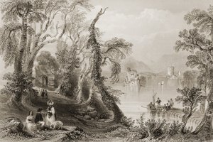 Innisfallen, Killarney Gölü, Killarney İlçesi, George Virtue, 1860