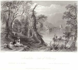 Innisfallen, Killarney Gölü by William Henry Bartlett