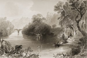 Killarney, Old Weir Bridge, County Killarney, İrlanda, George Virtue, 1860
