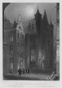 La Boucherie, Anvers (gravür) by William Henry Bartlett
