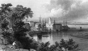 Mistley Quay, Harwich, Essex yakınlarında, John Rogers tarafından kazınmış, 1832 by William Henry Bartlett
