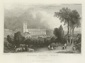 Güneyden Safran Walden Kilisesi, Essex by William Henry Bartlett