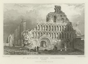Aziz Botolph Manastırı, Colchester, Essex by William Henry Bartlett