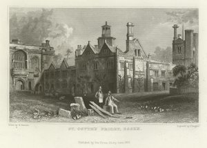 Aziz Osyth Manastırı, Essex by William Henry Bartlett