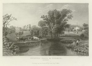Stisted Hall ve Kilise, Essex by William Henry Bartlett