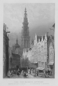 Yumurta Pazarı, Anvers (gravür) by William Henry Bartlett