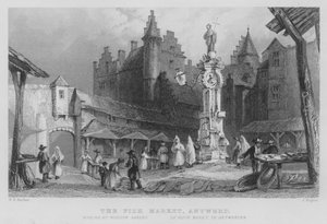 Balık Pazarı, Anvers (gravür) by William Henry Bartlett