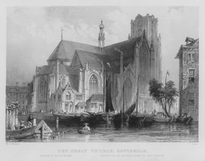 Büyük Kilise, Rotterdam (gravür) by William Henry Bartlett