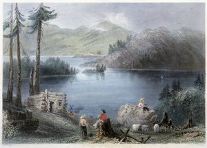 Göl ve Sınır Görünümü - Bartlett W. H. by William Henry Bartlett