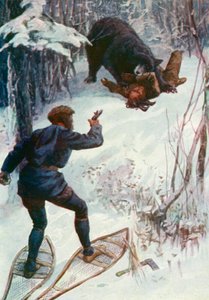 The bear stood over him, holding one of his arms in its mouth  by William Henry Charles Groome
