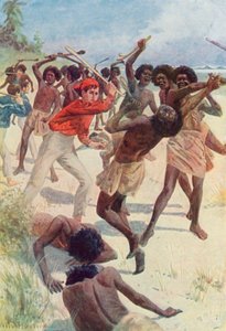Jack, asasının bir darbesiyle adamı yere serdi. by William Henry Charles Groome