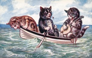 Esprili kedi kartpostalı (renkli litho) by William Henry Ellam