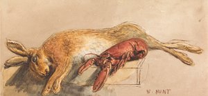 Bankta Ölü Bir Tavşan ve Pişmiş Istakoz by William Henry Hunt